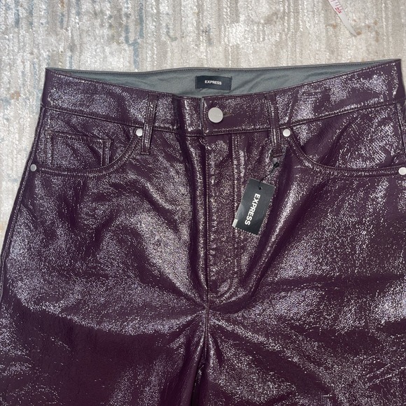 Express Women's 10R Purple  Straight Super High Rise Polyurethane Pants Y2K - Picture 5 of 8